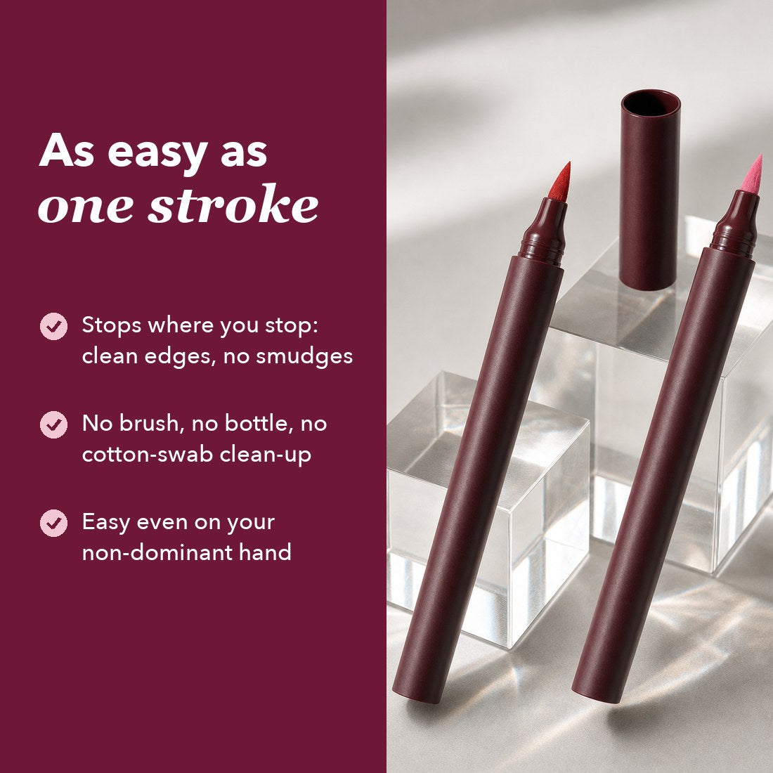 As easy as one stroke: clean edges, no brush, no bottle