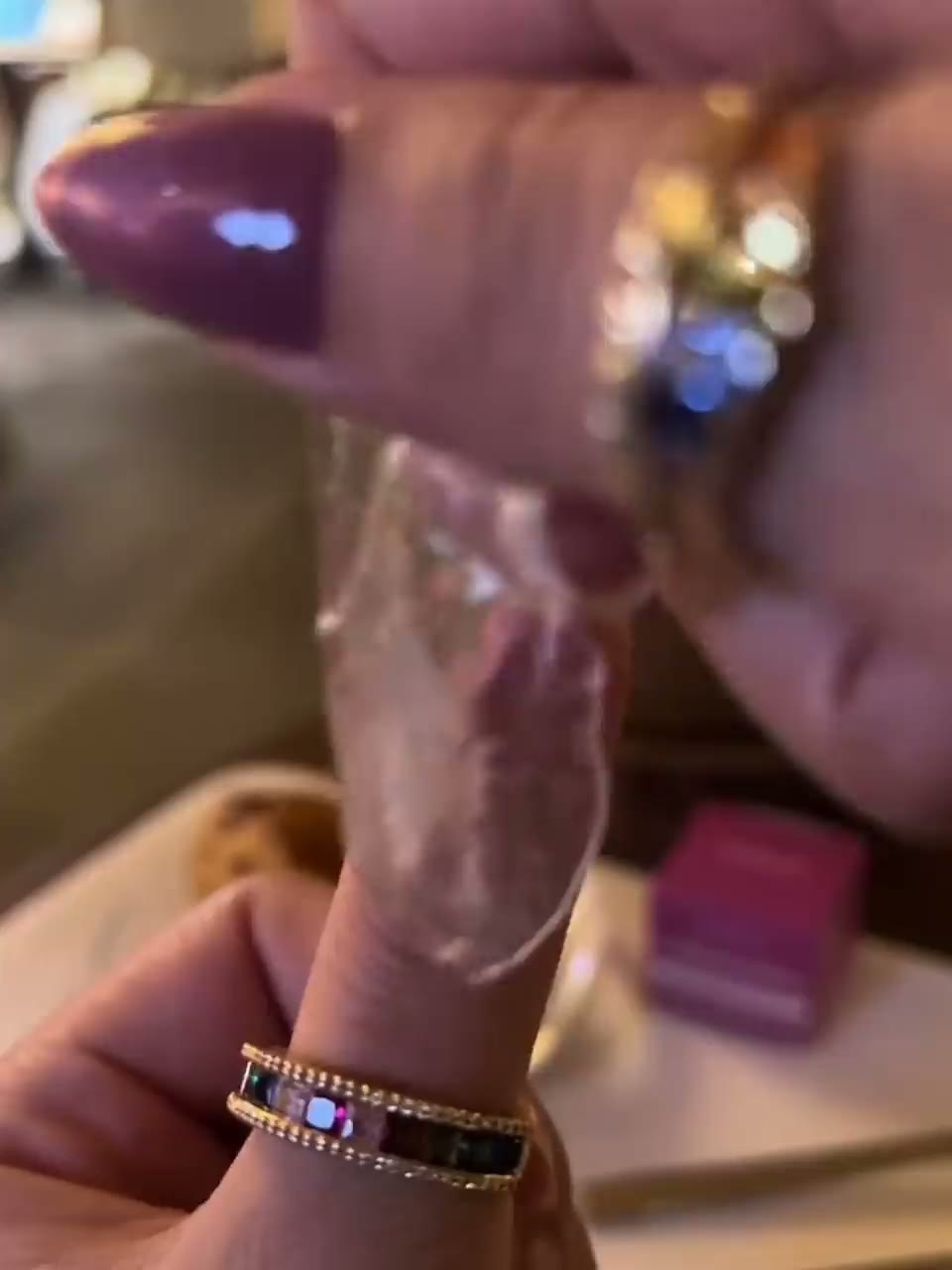 The jelly glue on a natural nail